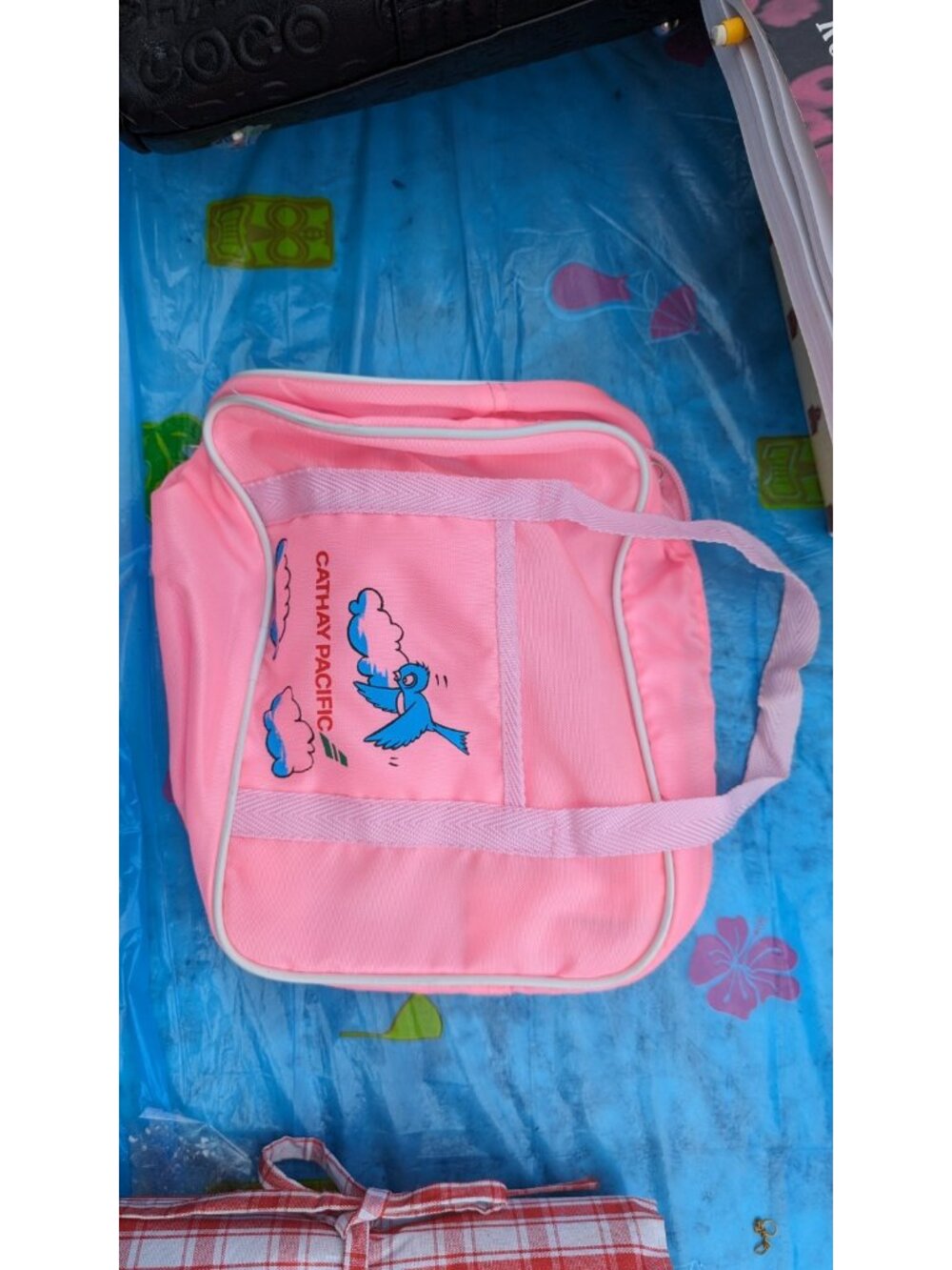 Vintage Cathay Pacific Airlines Kids Pink Bag Pouch Purse 80s 90s